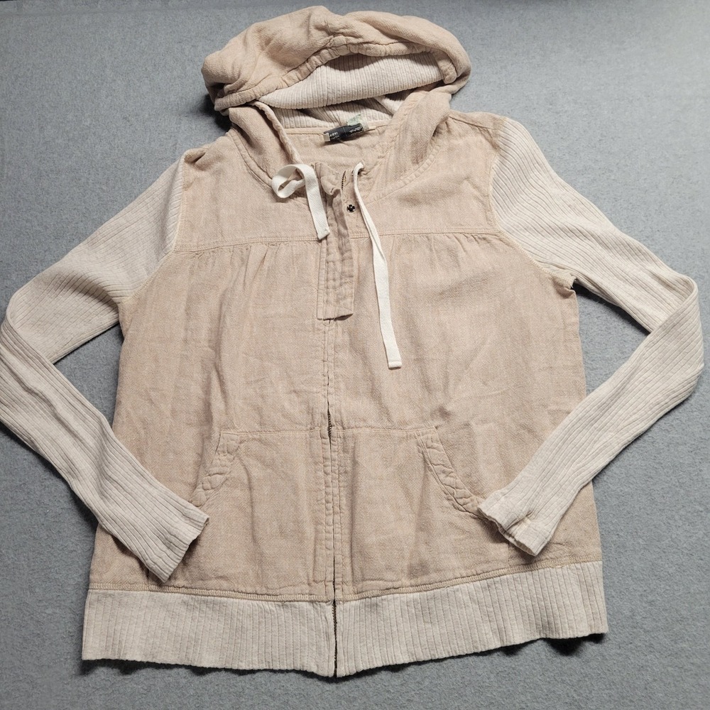 Saturday Sunday Anthropologie Large Full Zip Hoodie Womens Beige Wool Blend Knit